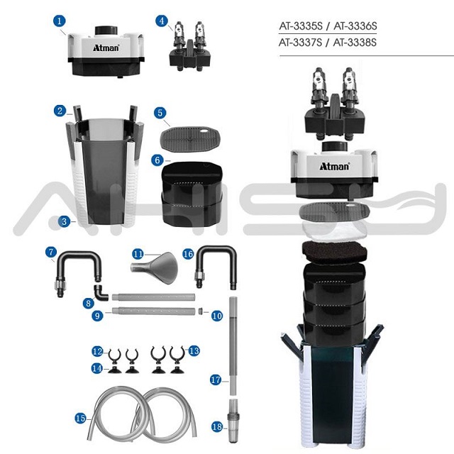 Hình ảnh Bộ phụ kiện lọc ngoài Atman AT